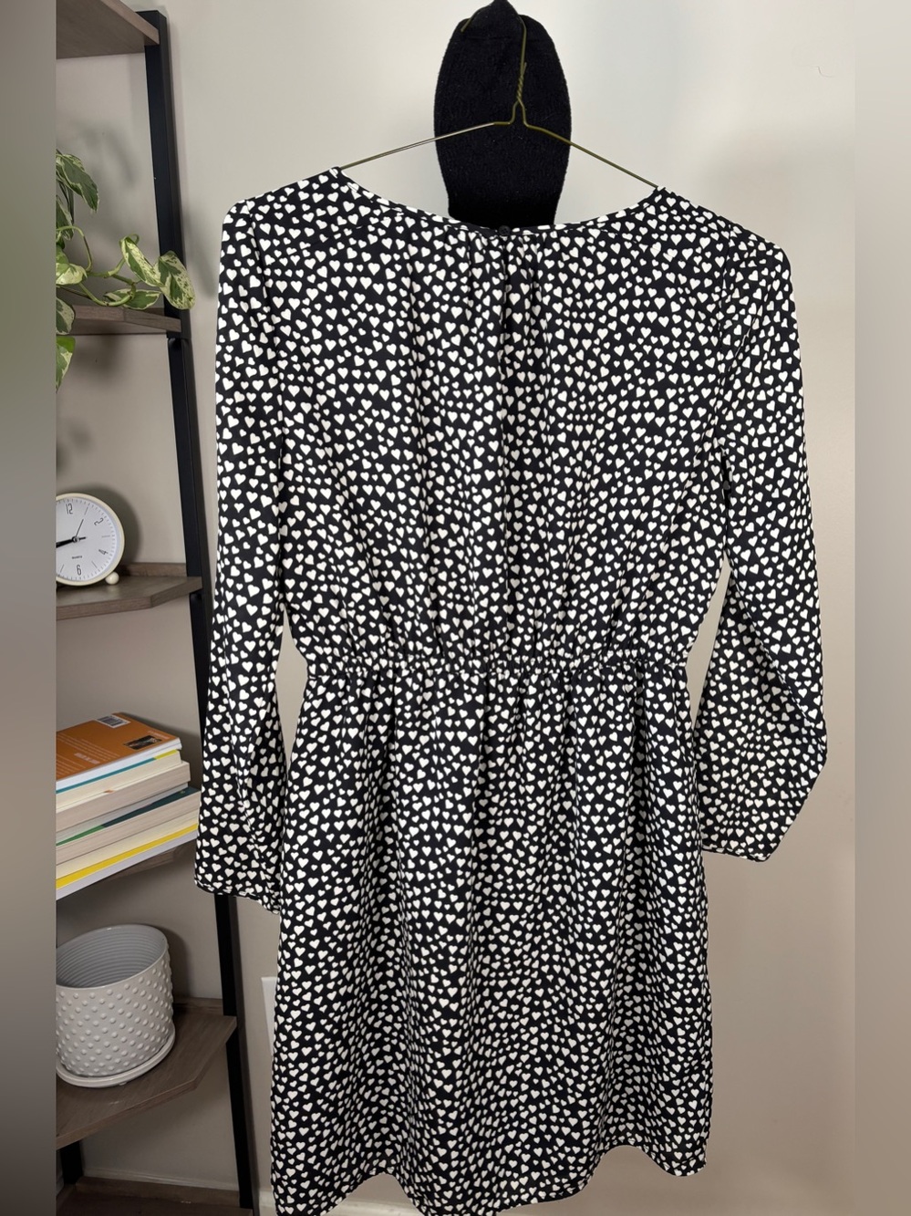 J. Crew Mercantile Black Dress with White Heart Print Size 2